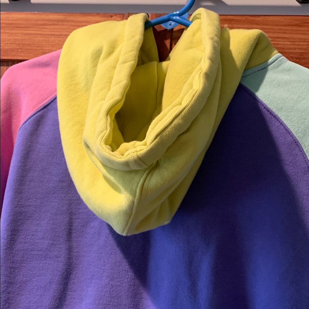 Teddy Fresh Colorblock Hoodie Sweatshirt mint, pink, violet and chartreuse szM - Picture 7 of 10